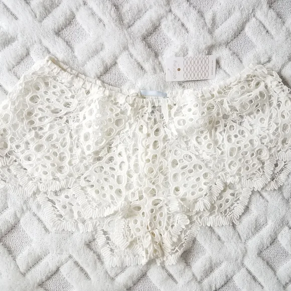 Eberjey Spearhead Sam Shorts Cover-up Crochet White S/M - Picture 7 of 13